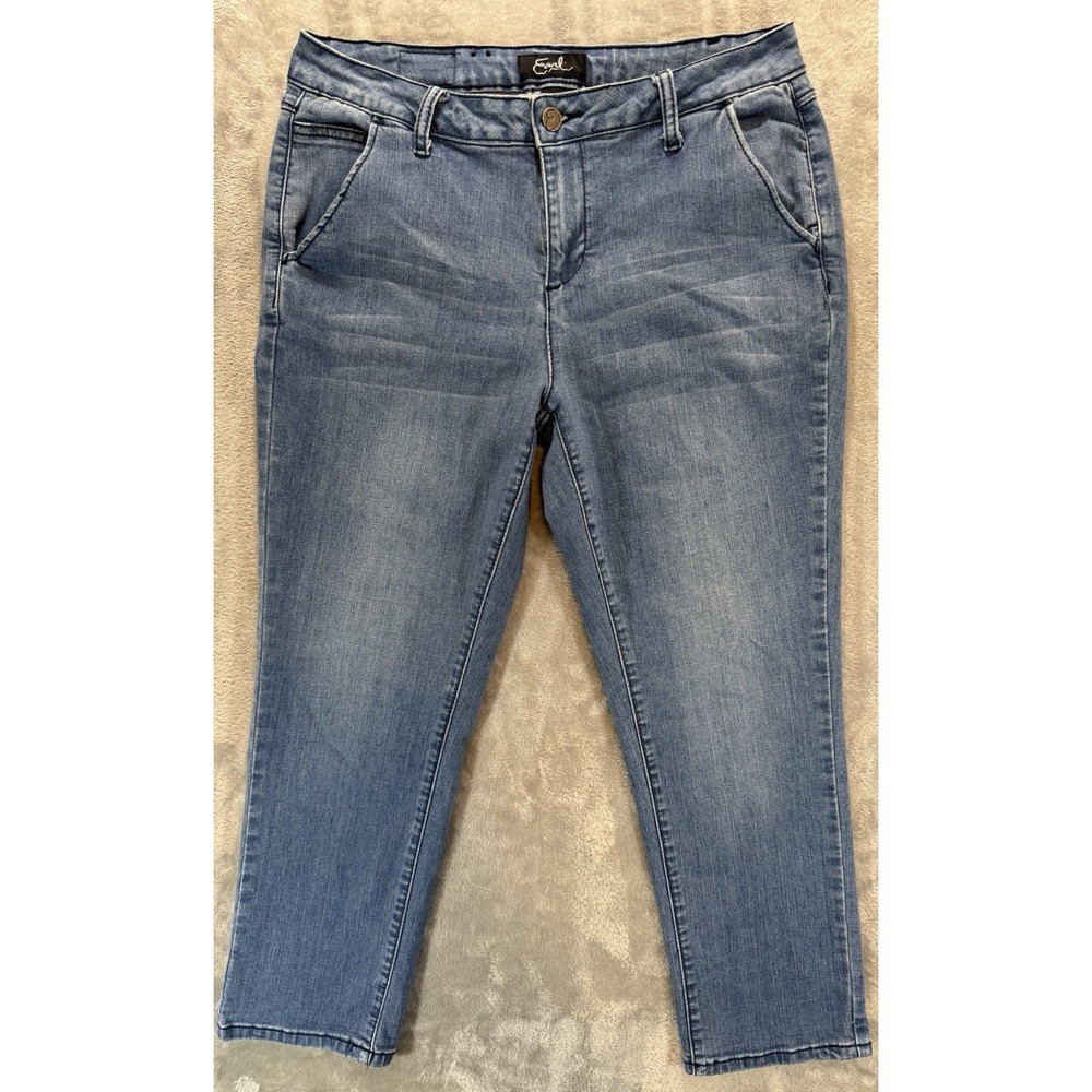 Earl Jean Skinny Ankle Jeans 12 Mid‎ Rise Medium Wash Stretch Rayon Slit Pockets